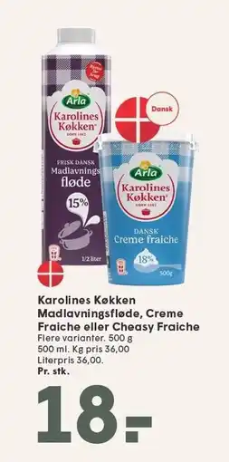 SPAR Karolines Køkken Madlavningsfløde, Creme Fraiche eller Cheasy Fraiche tilbud