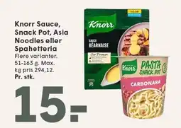 SPAR Knorr Sauce, Snack Pot, Asia Noodles eller Spaghetteria tilbud