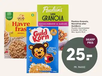 SPAR Paulúns Granola, Havrefras eller Guldkorn tilbud