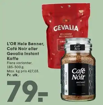 SPAR L'OR hele Bønner, Café Noir eller Gevalia Instant Kaffe 185-500 g tilbud