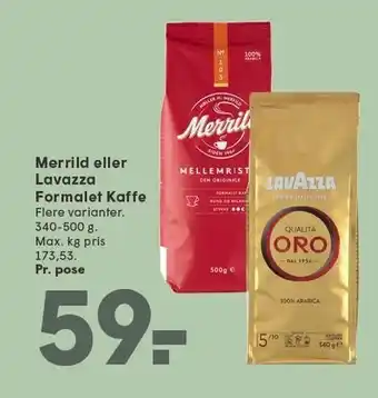 SPAR Merrild eller Lavazza formalet kaffe - 340-500 g tilbud