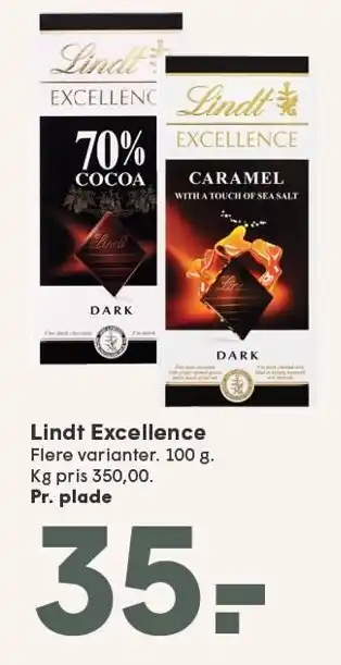 SPAR Lindt Excellence 100 g tilbud