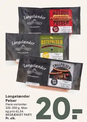 SPAR Langelænder Pølser 325-350 g tilbud