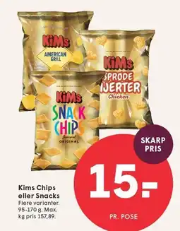 SPAR Kims Chips eller Snacks 95-170 g tilbud