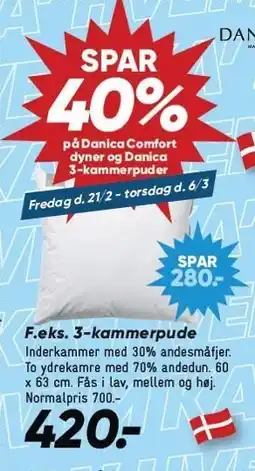 Bilka SPAR 40% på Danica Comfort dyner og Danica 3-kammerpuder tilbud