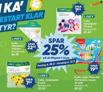 Bilka SPAR 25% på alt Maped + Linex tilbud