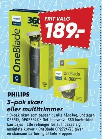 Bilka PHILIPS 3-pak skær eller multitrimmer tilbud