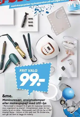 Bilka ME. Manicuresæt, ansigtsdamper eller makeupspejl med LED-lys tilbud