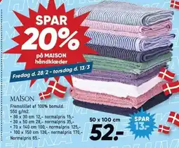 Bilka SPAR 20% på MAISON håndklæder tilbud