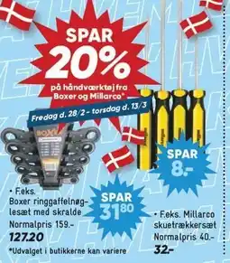 Bilka SPAR 20% på håndværkertøj fra Boxer og Millarco tilbud