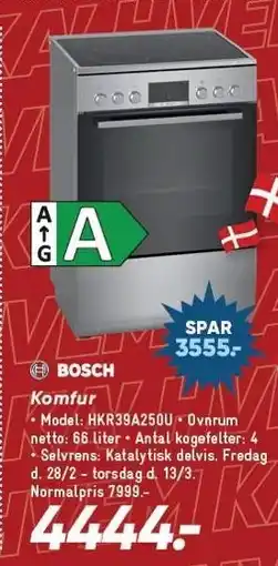 Bilka BOSCH Komfur tilbud