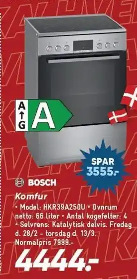 Bilka BOSCH Komfur tilbud