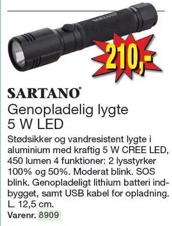 Harald Nyborg Genopladelig lygte 5 W LED tilbud