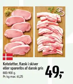 Føtex Koteletter, flæsk i skiver eller spareribs af dansk gris tilbud