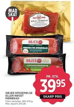 MENY HØJER SPEGEPØLSE ELLER RØGET MØRBRAD tilbud