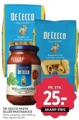 MENY DE CECCO PASTA ELLER PASTASAUCE tilbud