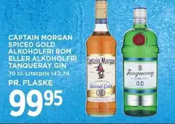 MENY CAPTAIN MORGAN SPICED GOLD ALKOHOLFRI ROM ELLER ALKOHOLFRI TANQUERAY GIN tilbud