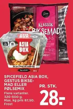 MENY SPICEFIELD ASIA BOX, GESTUS BIKSEMAD ELLER PØLSEMIX tilbud