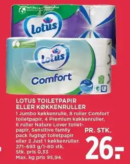 MENY LOTUS TOILETPAPIR ELLER KØKKENRULLER tilbud