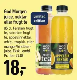 Føtex God Morgen juice, nektar eller frugt te tilbud