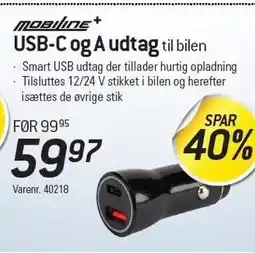 Thansen USB-C og A udtag til bilen tilbud