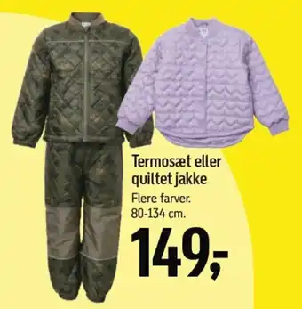 Føtex Termosæt eller quiltet jakke Flere farver tilbud