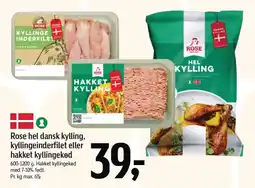 Føtex ROSE hel dansk kylling, kyllingeinderfilet eller hakket kyllingekød tilbud