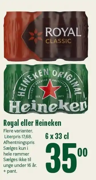 Min Købmand Royal eller Heineken tilbud