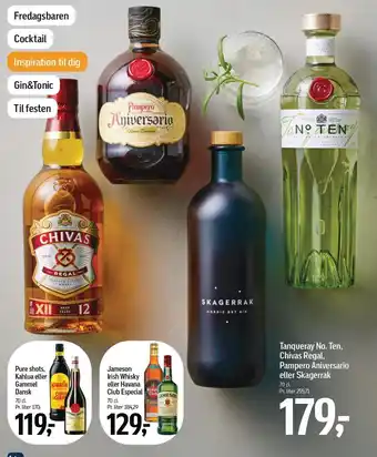 Føtex Tanqueray nNo. Ten, Chivas Regal, Pampero Aniversario eller Skagerrak tilbud