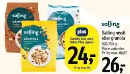 Føtex Salling mysli eller granola tilbud