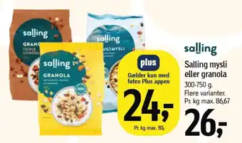 Føtex SALLING mysli eller granola tilbud