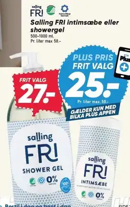 Bilka Salling FRI intimsæbe eller showergel tilbud