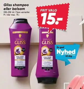 Bilka Gliss shampoo eller balsam tilbud