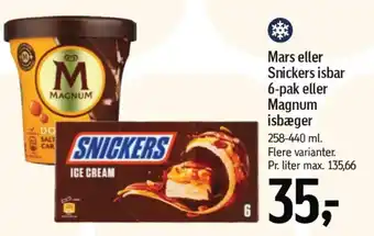 Føtex Mars eller Snickers isbar 6-pak eller Magnum isbæger tilbud