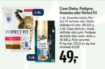 Føtex Crave Sheba, Pedigree, Dreamies eller Perfect Fit tilbud