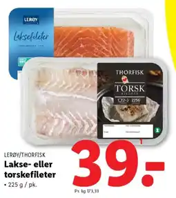 Lidl LERØY/THORFISK Lakse- eller torskefileter tilbud