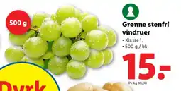 Lidl Grønne stenfri vindruer tilbud