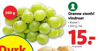 Lidl Grønne stenfri vindruer tilbud