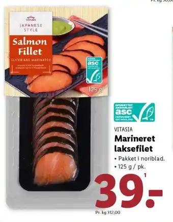 Lidl VITASIA Marineret laksefilet tilbud