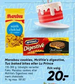 Bilka Marabou cookies, McVitie’s digestive, Tuc baked bites eller Lu Prince tilbud