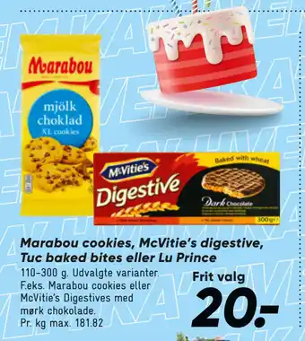 Bilka Marabou cookies, McVitie’s digestive, Tuc baked bites eller Lu Prince tilbud