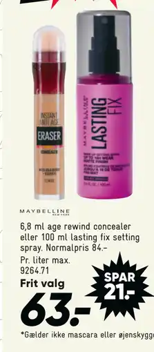 Bilka 6,8 ml age rewind concealer eller 100 ml lasting fix setting spray tilbud