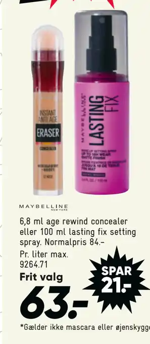 Bilka 6,8 ml age rewind concealer eller 100 ml lasting fix setting spray tilbud