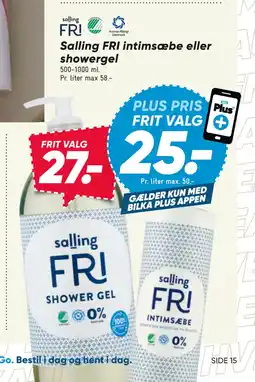 Bilka Salling FRI intimsæbe eller showergel tilbud