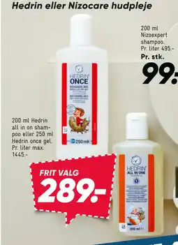 Bilka 200 ml Hedrin all in on shampoo eller 250 ml Hedrin once gel tilbud