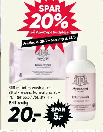 Bilka SPAR. 20% på ApoCept hudpleje tilbud