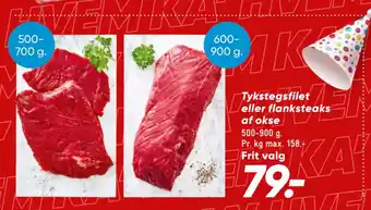 Bilka Tykstegsfilet eller flanksteaks af okse tilbud