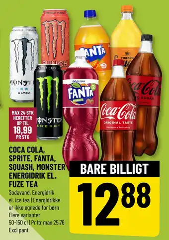 Løvbjerg COCA COLA, SPRITE, FANTA, SQUASH, MONSTER ENERGIDRIK EL. FUZE TEA tilbud