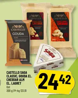 Løvbjerg CASTELLO SAGA CLASSIC, GOUDA EL. CHEDDAR ALM EL. LAGRET tilbud