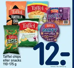 REMA 1000 Taffel chips eller snacks 110-175 g tilbud